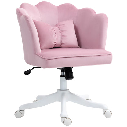 Armless Desk Chair Home Office Chair w/ Wide Seat Tilt Function Pink