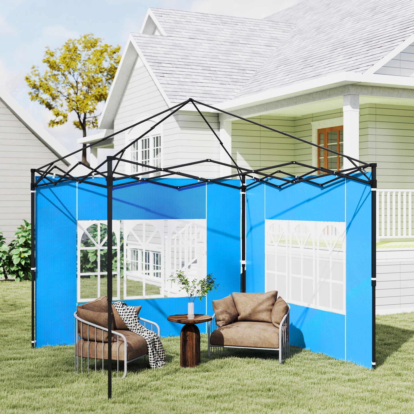 Gazebo Side Panels for 3x3(m) or 3x6m Gazebo Canopy, 2 Pack, Blue
