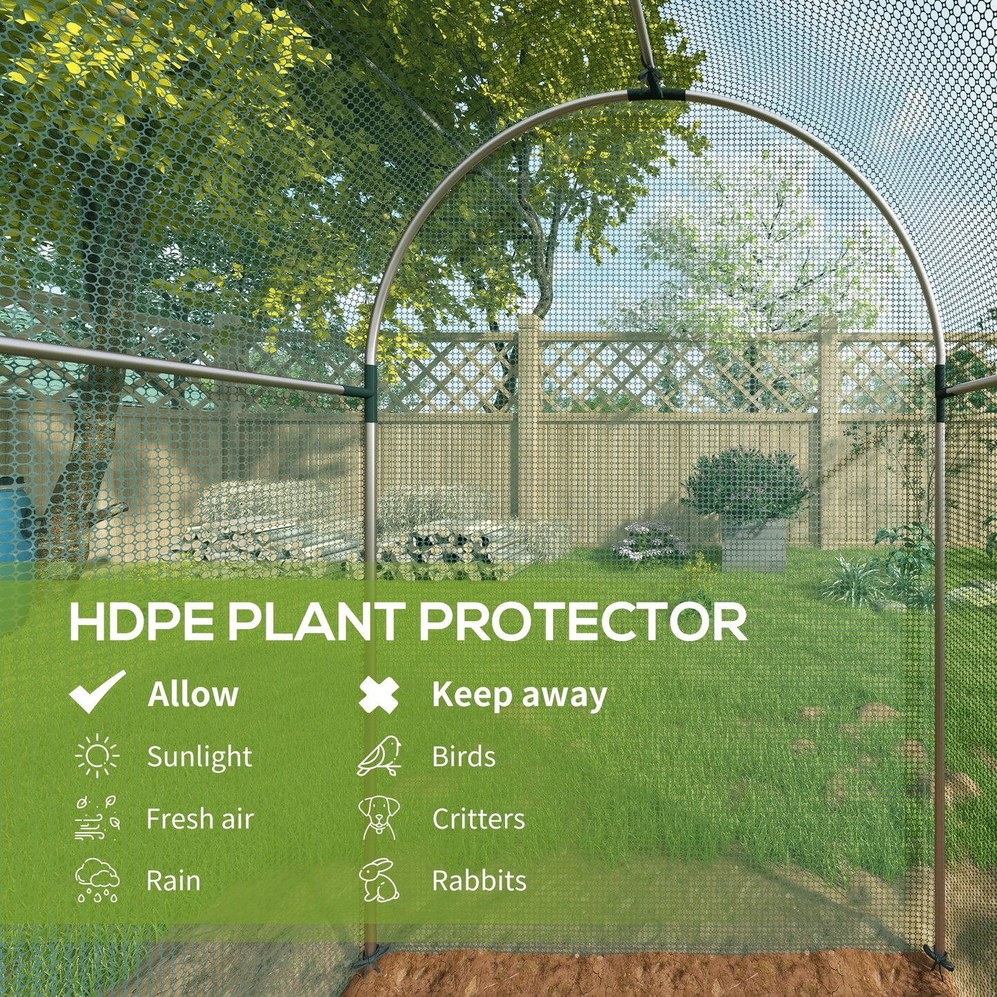 Fruit Cage, Plant Protection Tent, 1.2 x 2.4 x 1.9m, Green