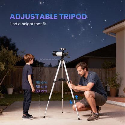 Refractor Astronomy Telescope with 70 mm Aperture, Carry Bag, White