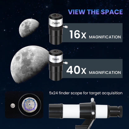Refractor Astronomy Telescope with 70 mm Aperture, Carry Bag, White