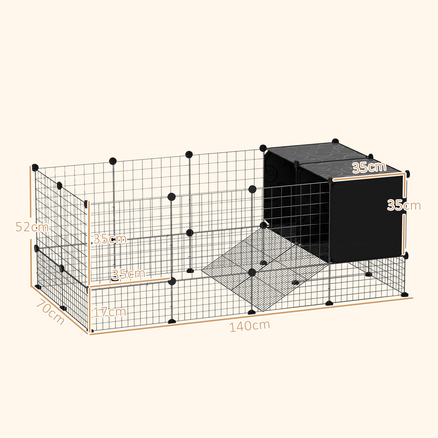 DIY Small Animal Cage w/ Elevated Huts, for Guinea Pigs, Rabbits