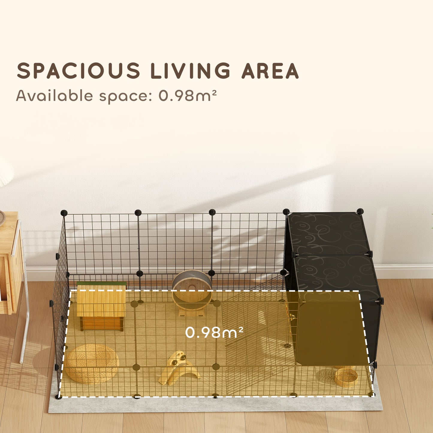 DIY Small Animal Cage w/ Elevated Huts, for Guinea Pigs, Rabbits