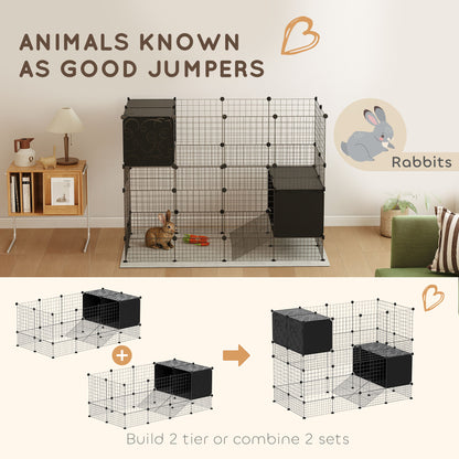 DIY Small Animal Cage w/ Elevated Huts, for Guinea Pigs, Rabbits