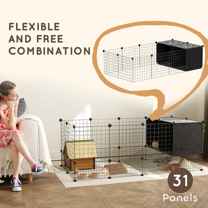 DIY Small Animal Cage w/ Elevated Huts, for Guinea Pigs, Rabbits