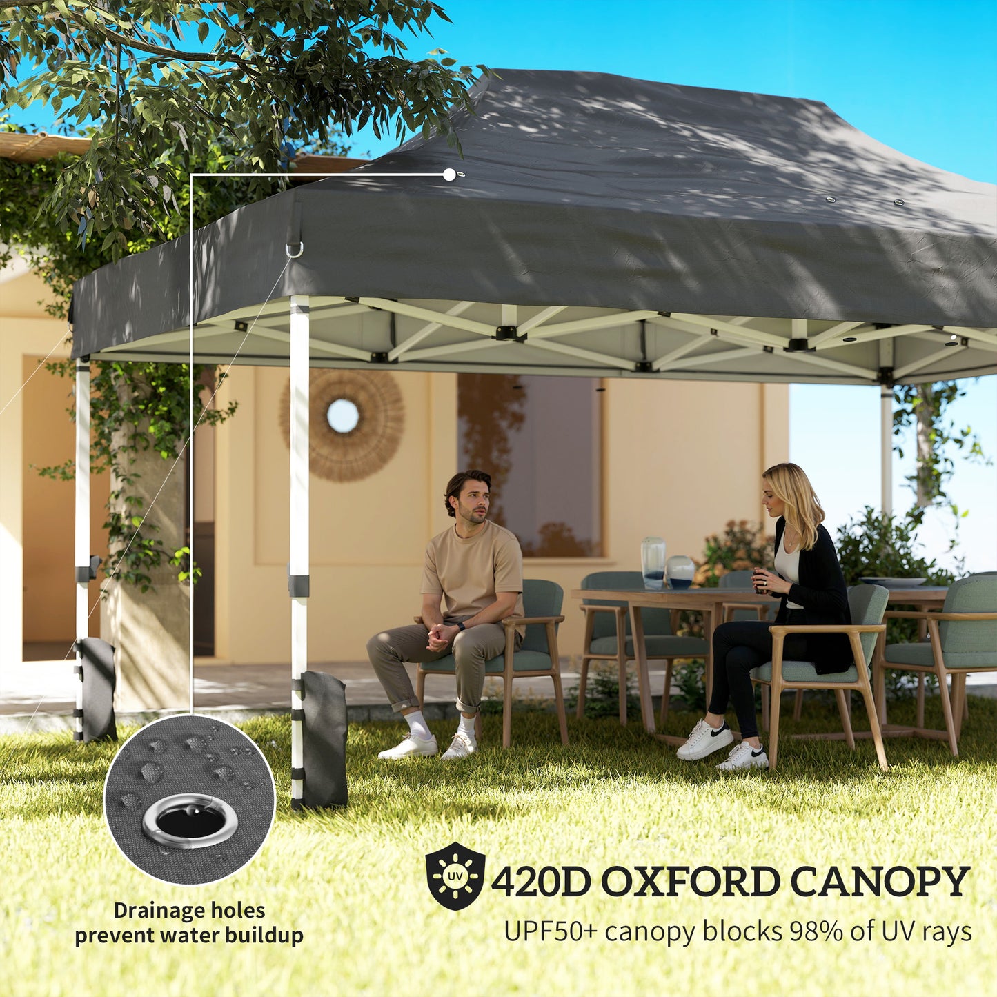 3 x 4.5 m Pop Up Gazebo with Mesh, Heavy Duty Party Tent Marquee