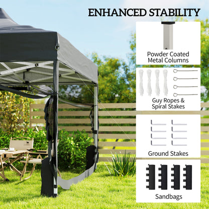 3 x 4.5 m Pop Up Gazebo with Mesh, Heavy Duty Party Tent Marquee