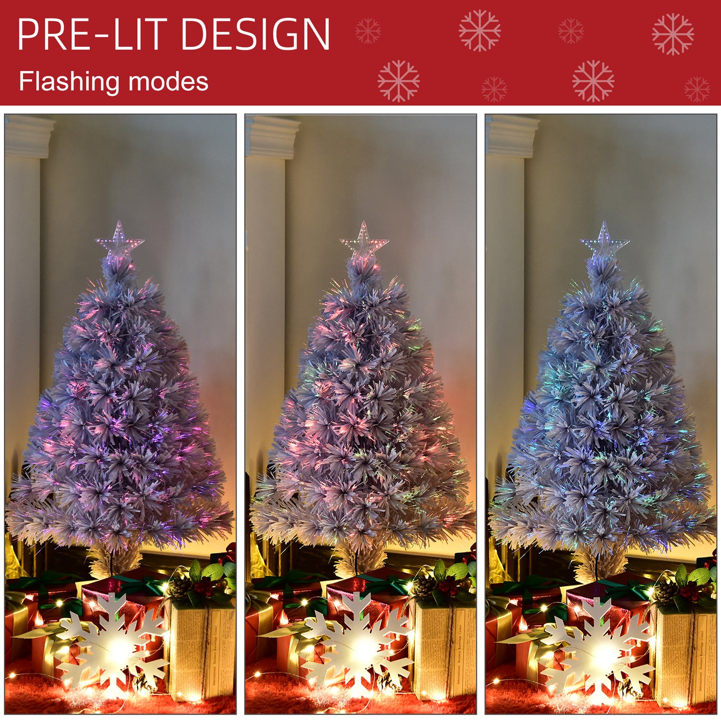 2.5FT Prelit Artificial Tabletop Christmas Tree w/ Fibre Optics for Desk