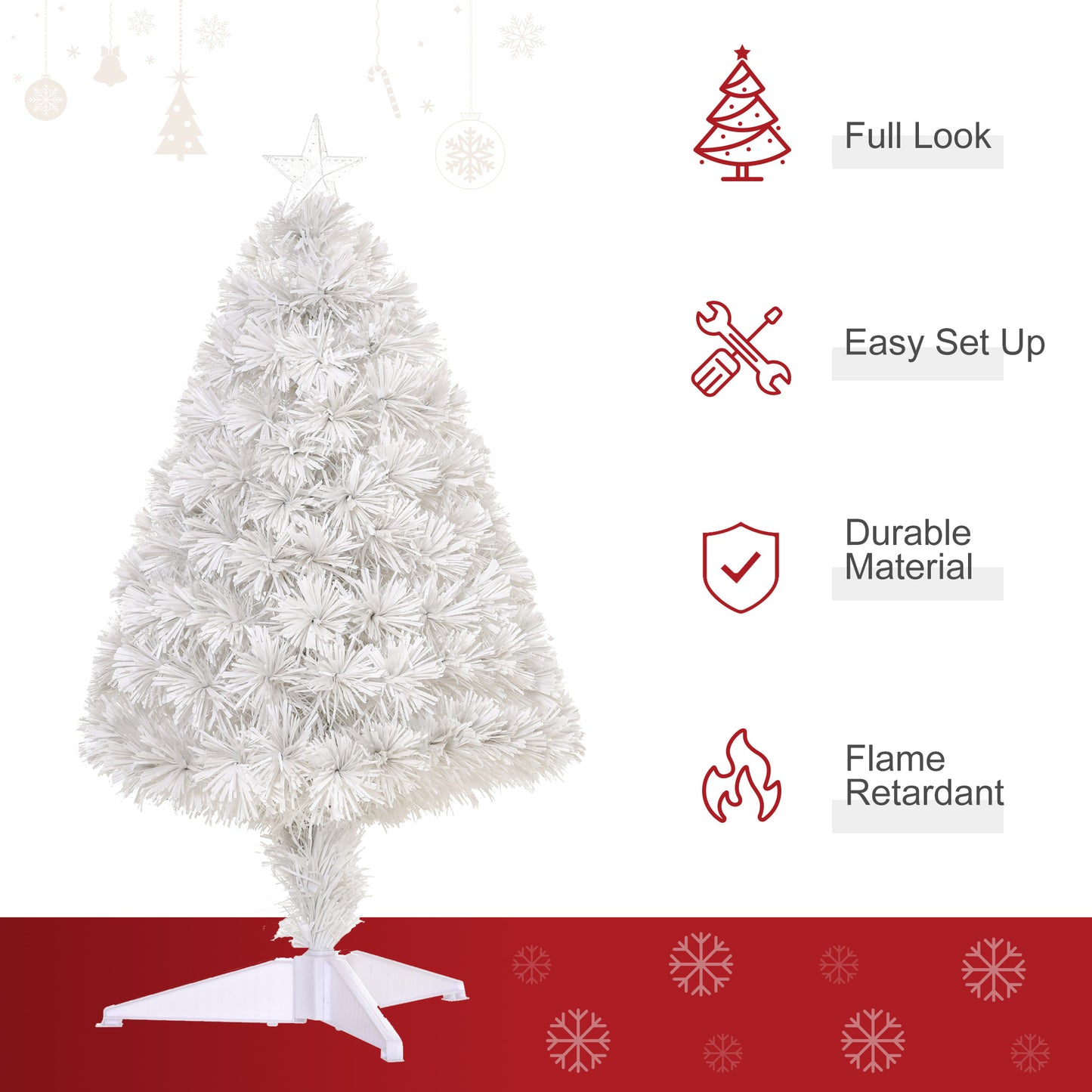 2.5FT Prelit Artificial Tabletop Christmas Tree w/ Fibre Optics for Desk