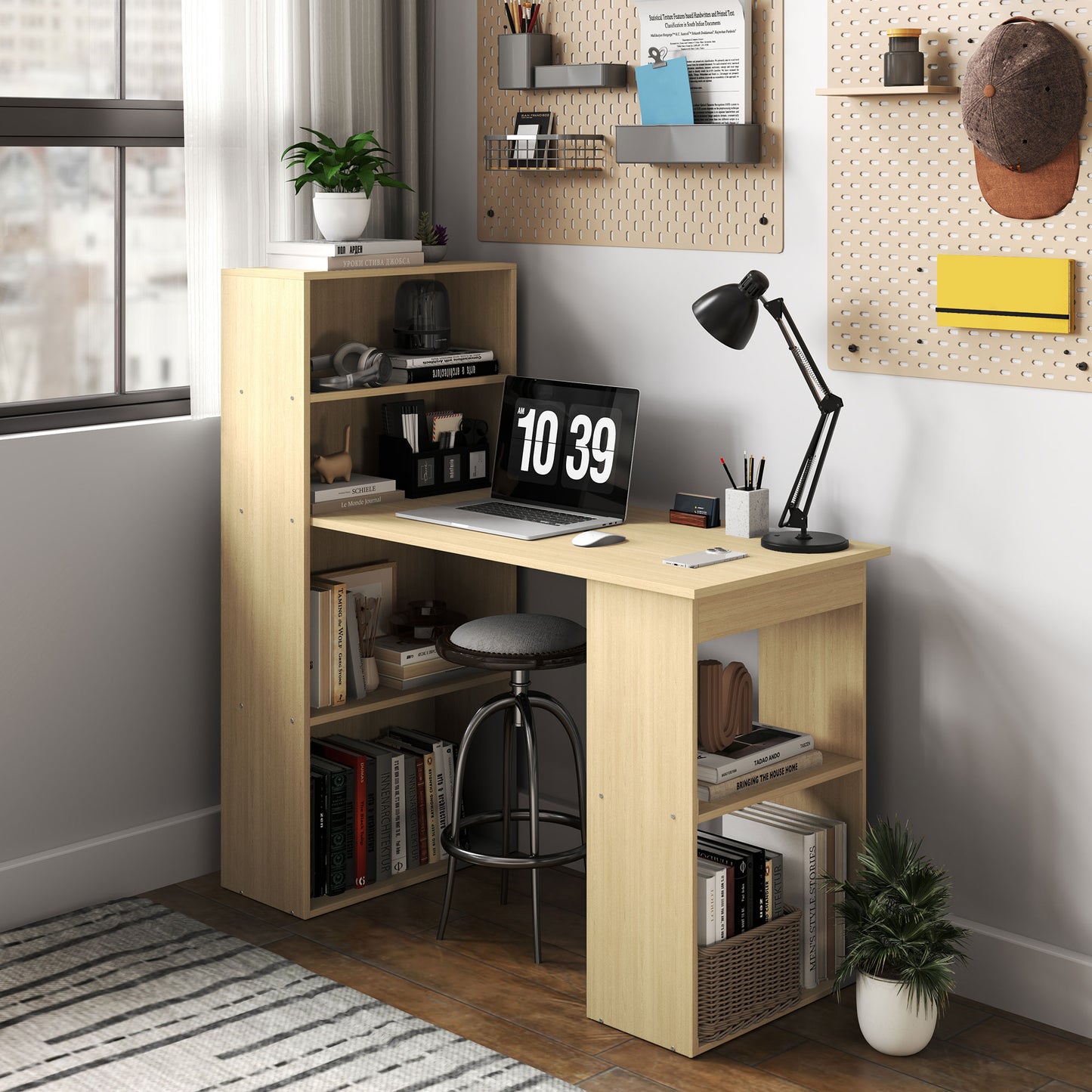 120cm Computer Desk Bookshelf Writing Table Workstation 6 Shelves