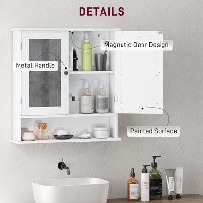 Wall Mounted Mirror Cabinet W/ Double Mirror Doors & Adjustable Shelf