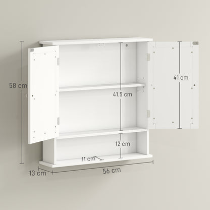 Wall Mounted Mirror Cabinet W/ Double Mirror Doors & Adjustable Shelf