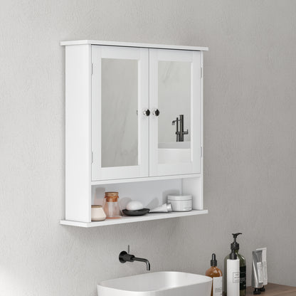 Wall Mounted Mirror Cabinet W/ Double Mirror Doors & Adjustable Shelf