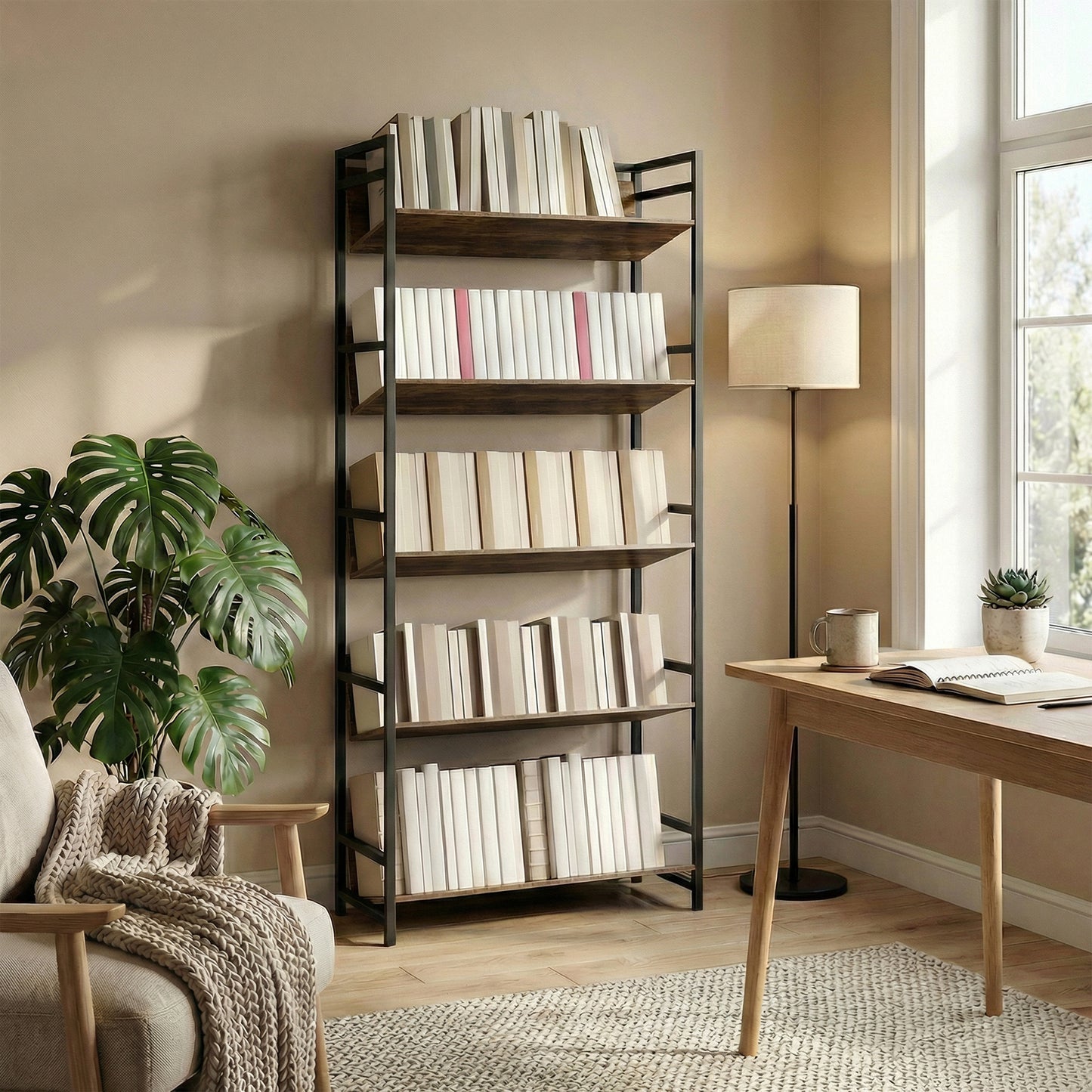 836-690V00AK Anti-Slip Design 5-Tier Rustic Brown