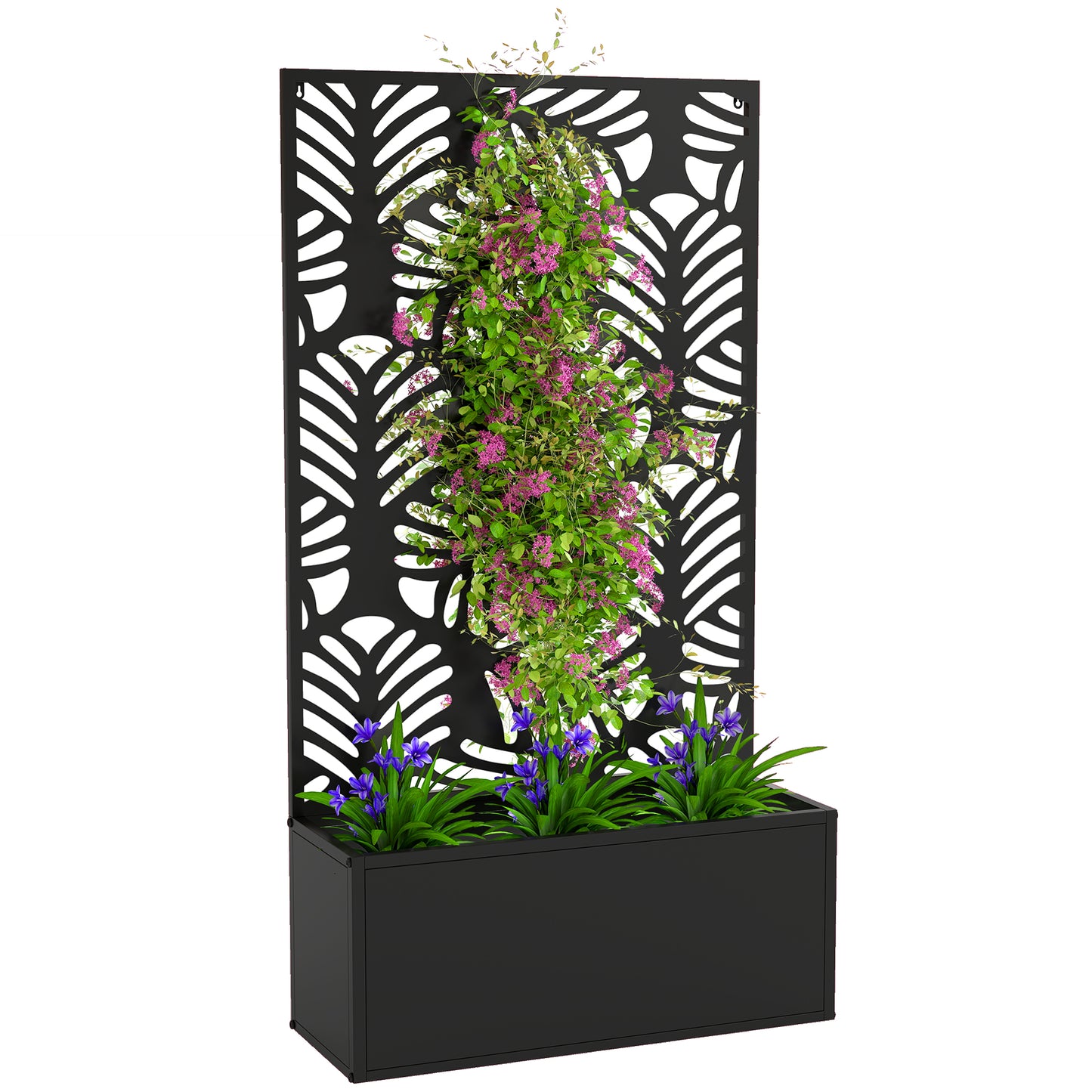 Metal Raised Garden Bed with Trellis, Outdoor Elevated Planter Box