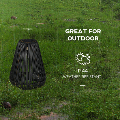 3-Level Adjustable Garden Rattan Solar Lantern, Black