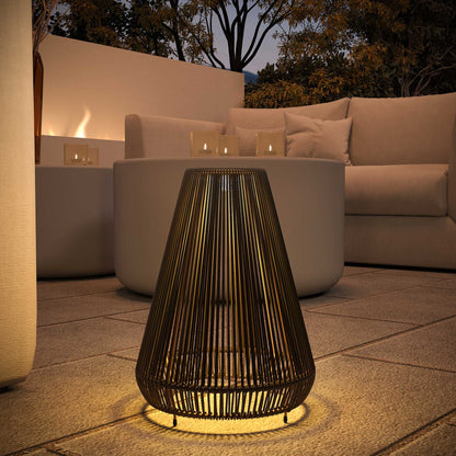 3-Level Adjustable Garden Rattan Solar Lantern, Black