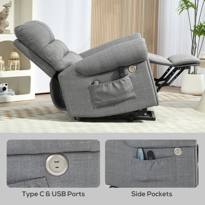 Power Lift Recliner Chair for Elderly with Massage and Heat Grey