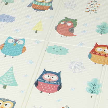 Baby Play Mat Double-Sided, Kids Floor Mat, Car Track and Owl Theme