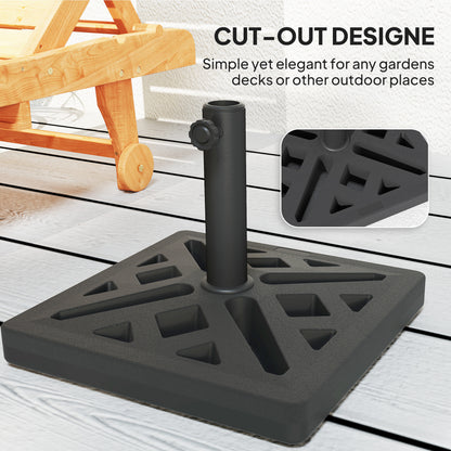 Parasol Base 15kg Garden Umbrella Stand with Cut-Out Design, Black