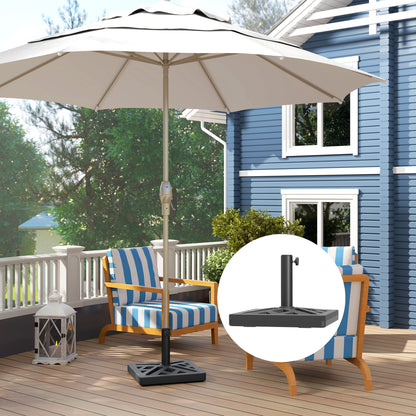 Parasol Base 15kg Garden Umbrella Stand with Cut-Out Design, Black