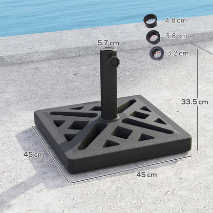 Parasol Base 15kg Garden Umbrella Stand with Cut-Out Design, Black