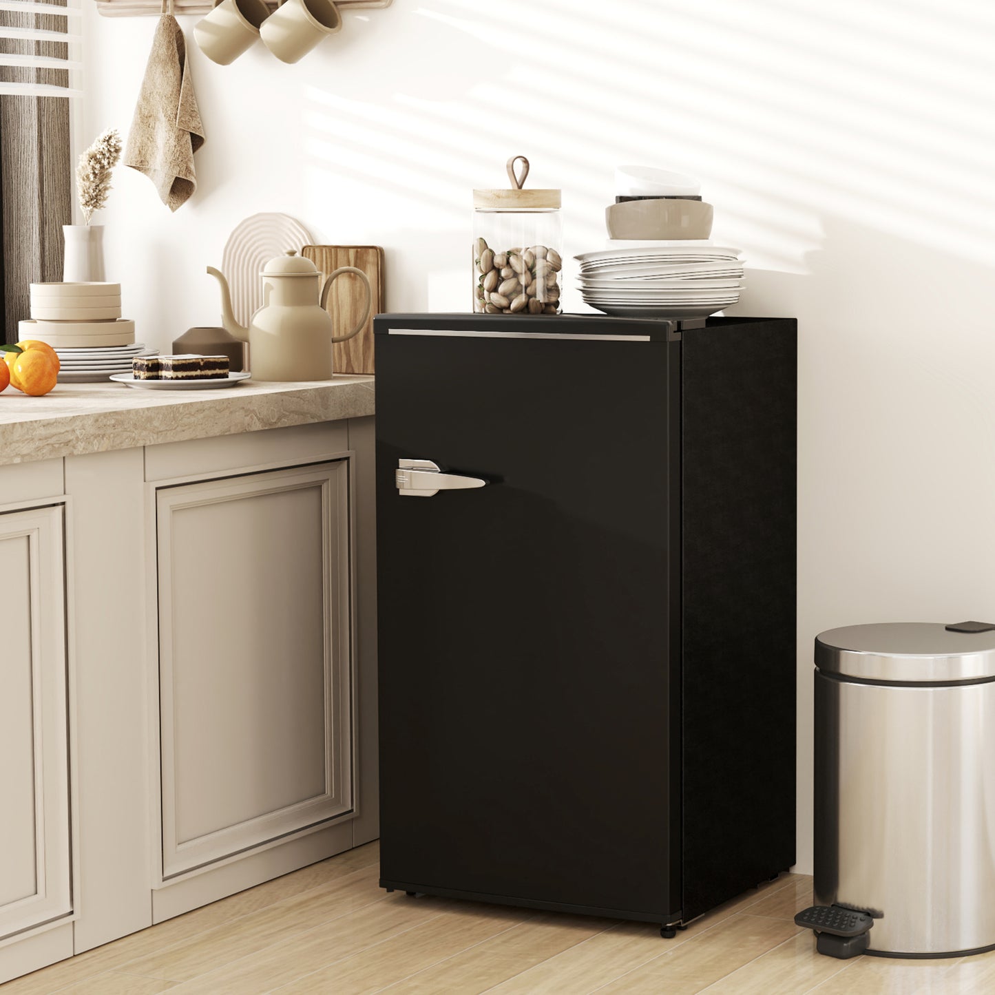 85L Freestanding Under Counter Fridge with Chiller Box, Black