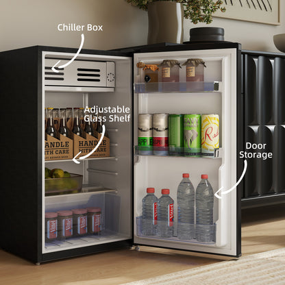 85L Freestanding Under Counter Fridge with Chiller Box, Black