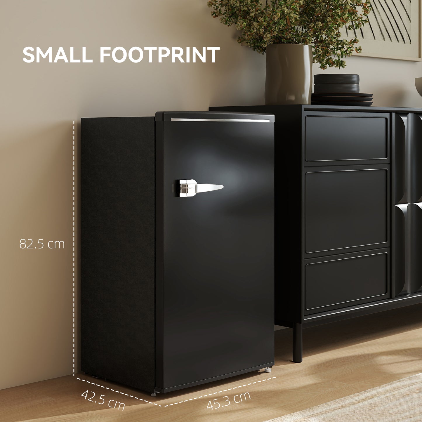 85L Freestanding Under Counter Fridge with Chiller Box, Black