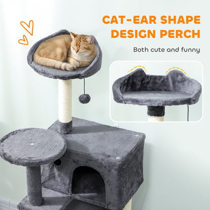 160cm Cat Tree Tower with Sisal Scratching Posts, Condos, Dark Grey