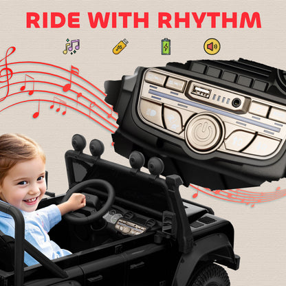 Kids Ride On Car, 12V Battery-Powered Electric Car with Remote Black