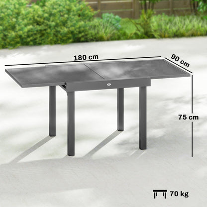 Extending Garden Table for 4-8, Aluminium Outdoor Table, Dark Grey
