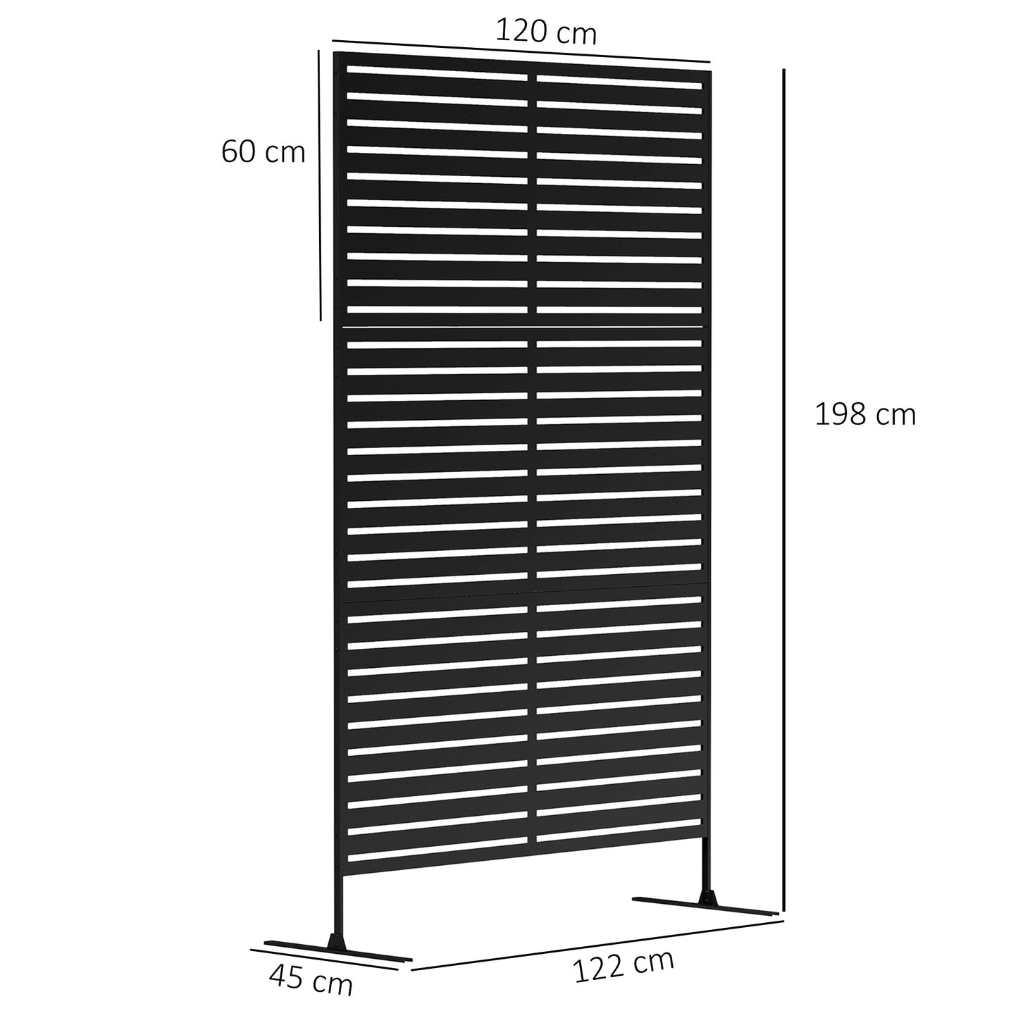 Outdoor Privacy Screen, Freestanding Outdoor Divider, Striped Black