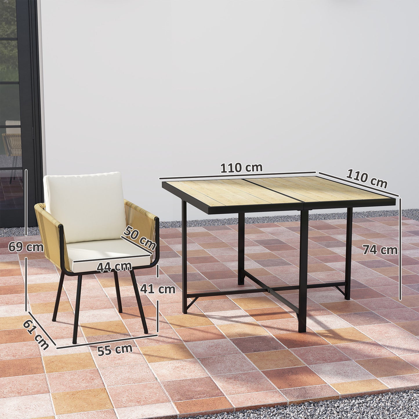 5 Piece Garden Furniture Set, Garden Dining Set with 4 Chairs