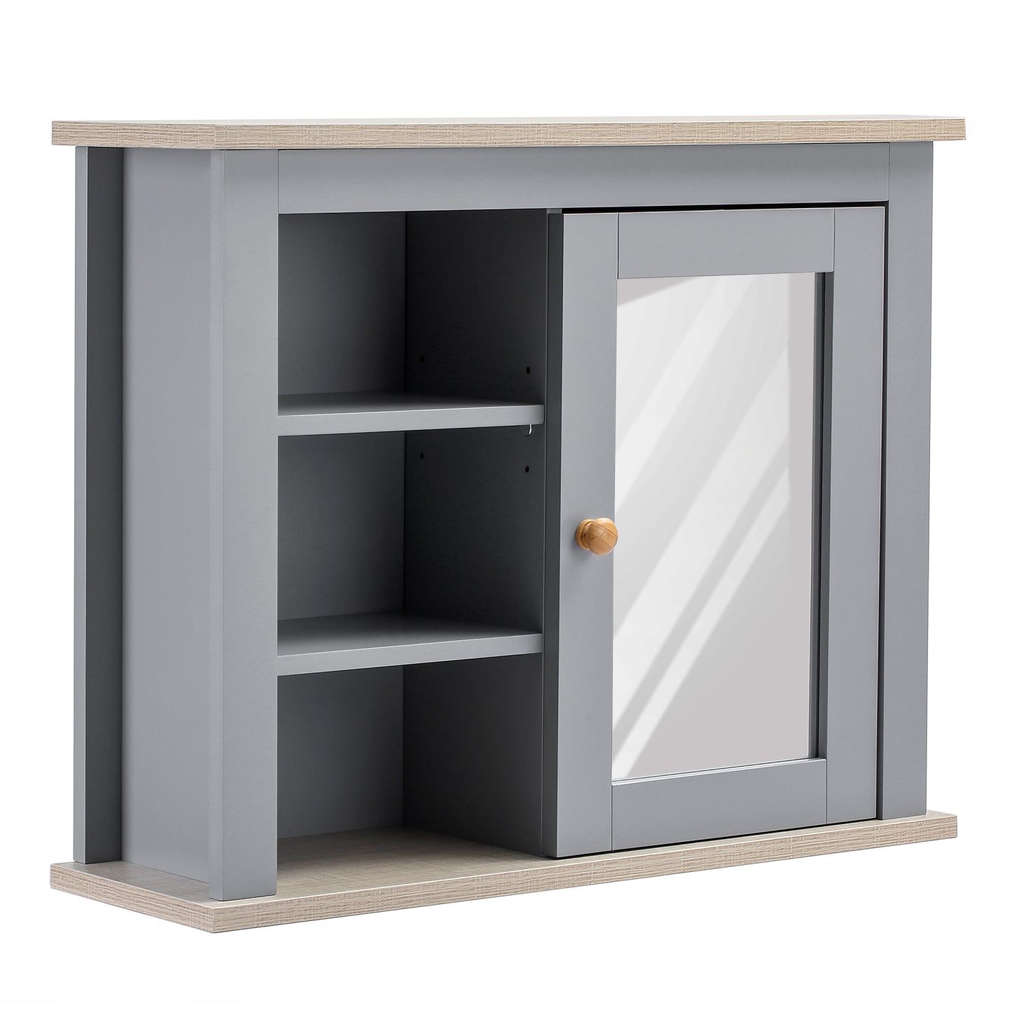 Bathroom Mirror Cabinet Storage Organizer with Open Inside Shelves