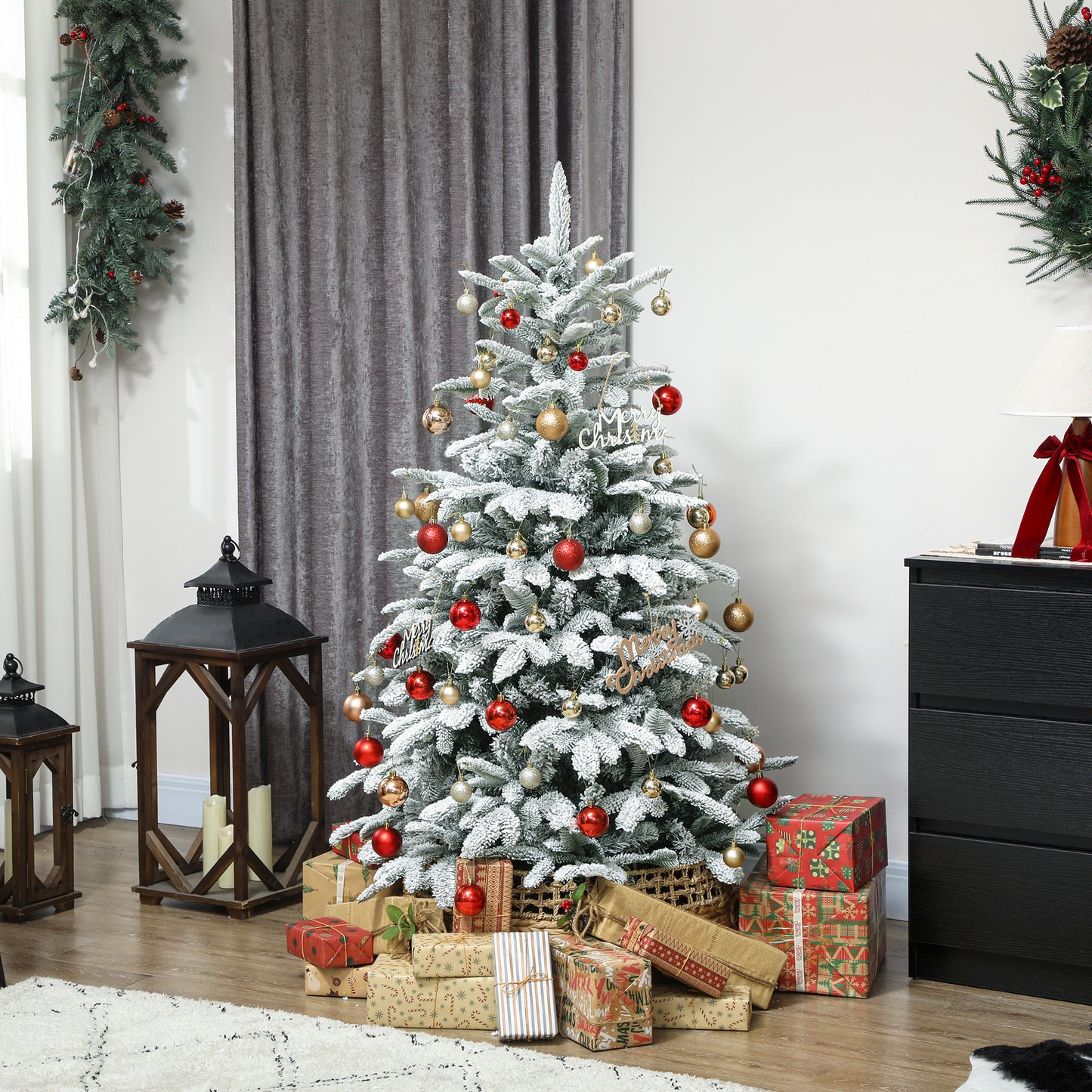 5 ft Artificial Christmas Tree with 717 Branches, Hinged Xmas Tree