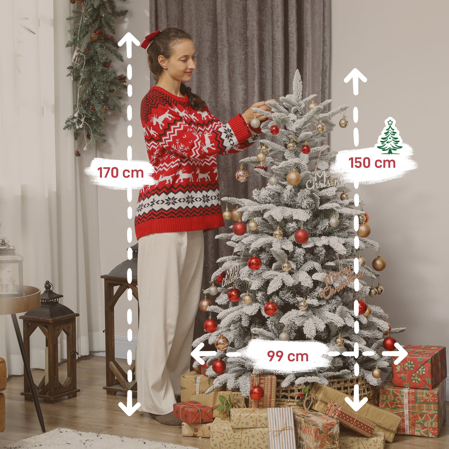 5 ft Artificial Christmas Tree with 717 Branches, Hinged Xmas Tree