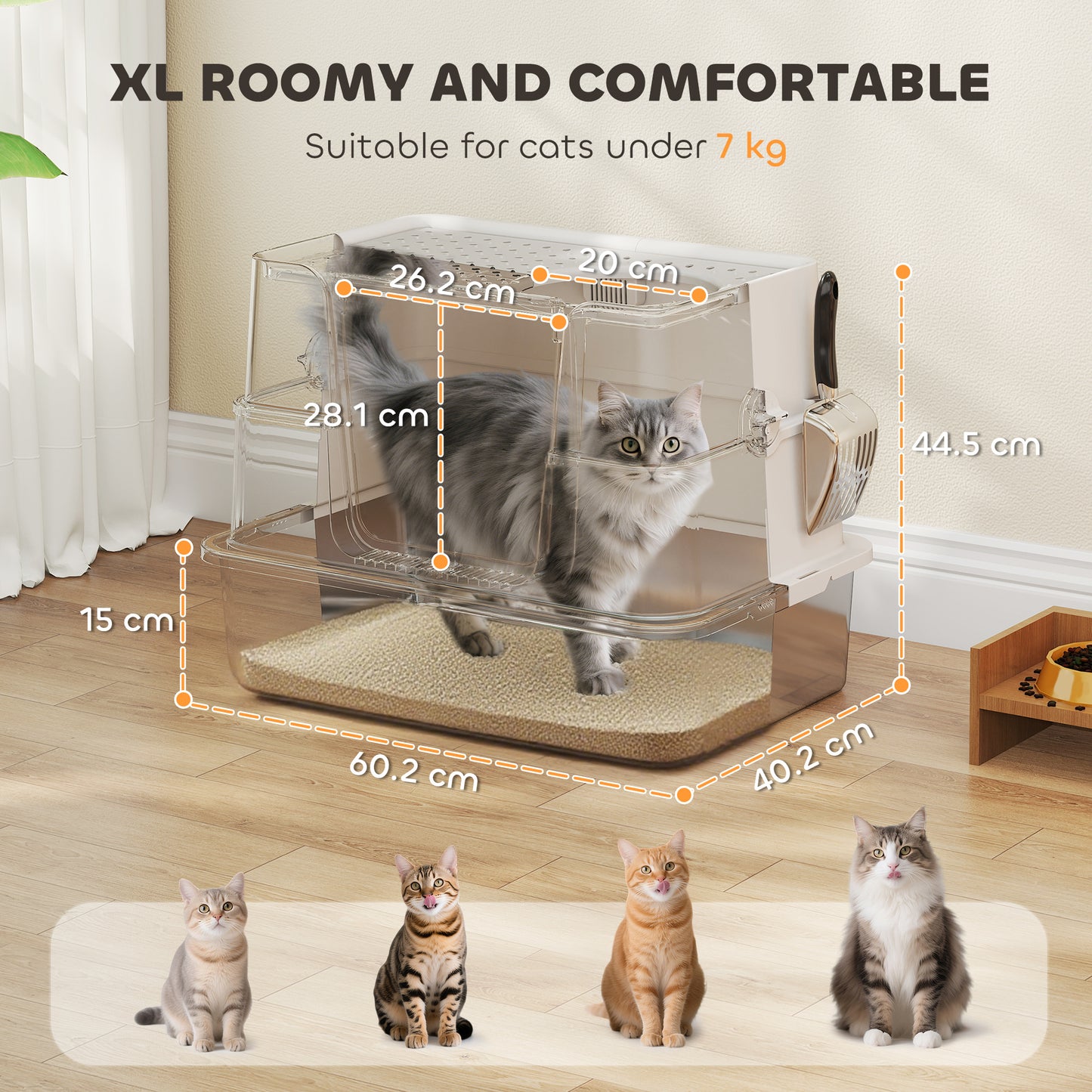Stainless Steel, XL Cat Litter Tray, Dual Entry, Light Grey