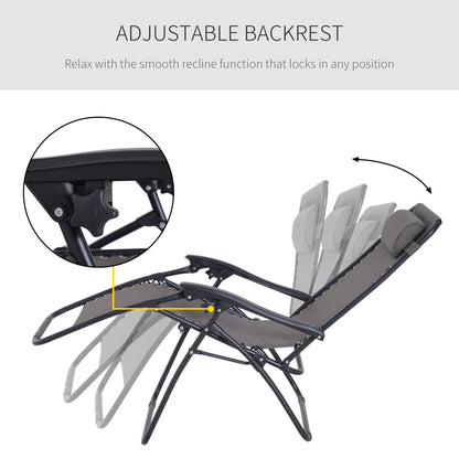 Zero Gravity Chair, Reclining Lounger w/ Pillow Grey