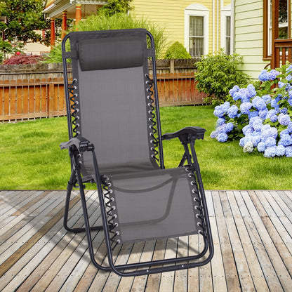 Zero Gravity Chair, Reclining Lounger w/ Pillow Grey
