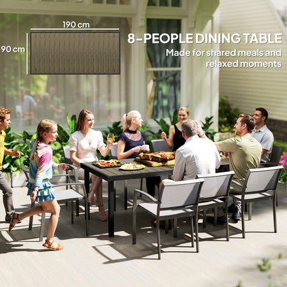 Garden Dining Table for 8, Aluminium Frame for Patio, Brown