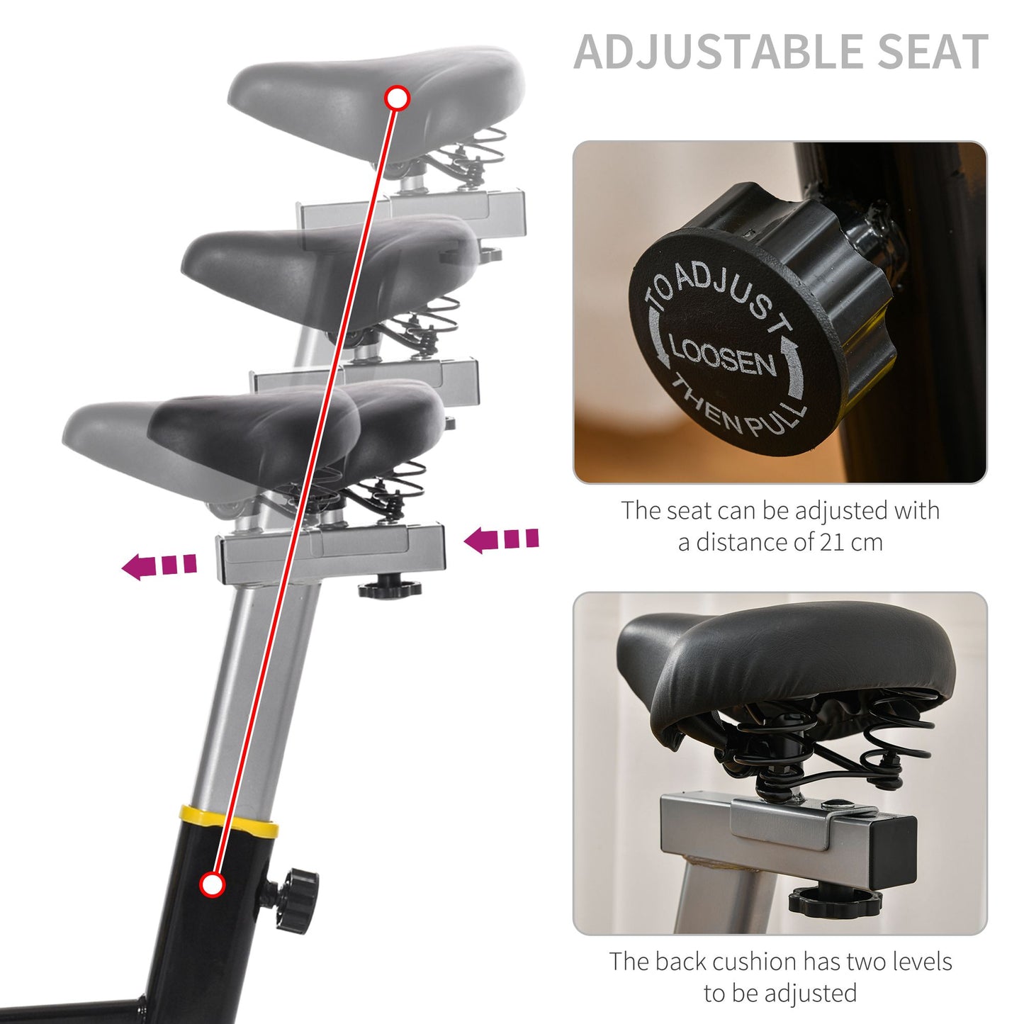 Exercise Bike w/ 6kg Flywheel Belt Drive, Adjustable Resistance