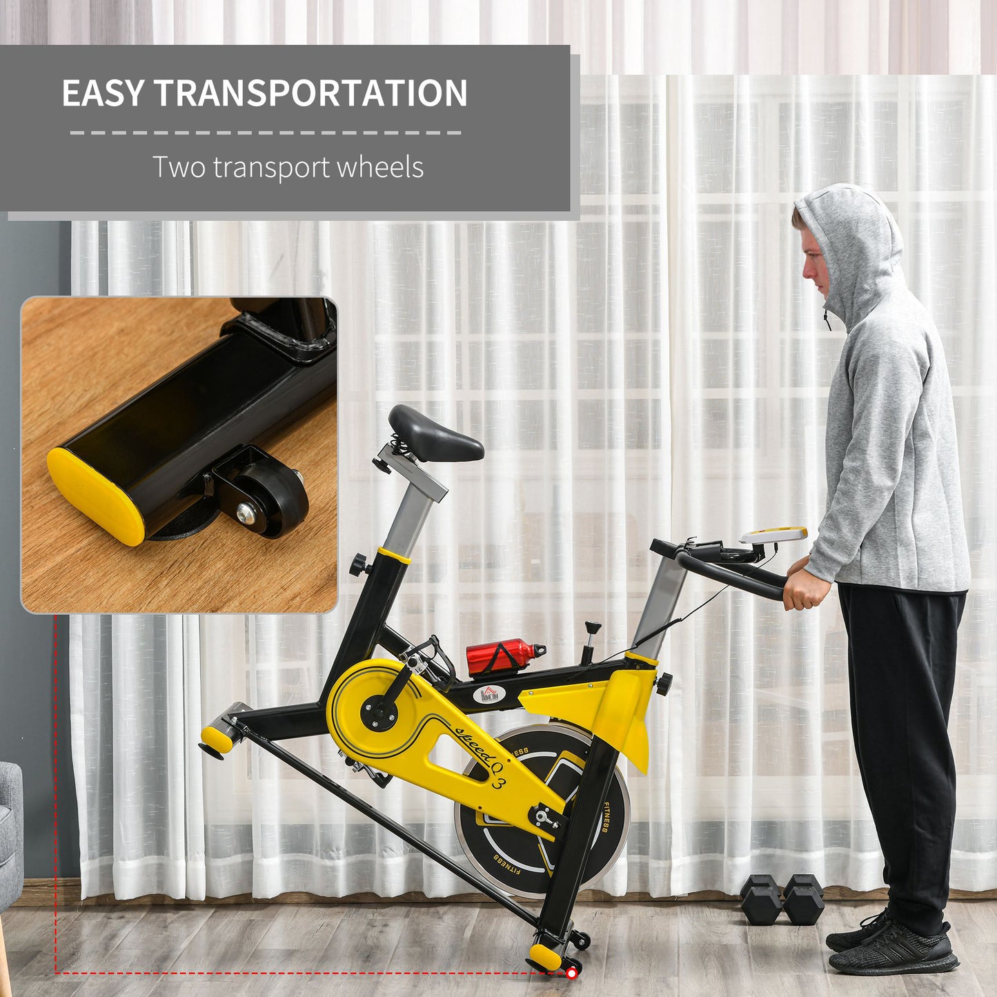 Exercise Bike w/ 6kg Flywheel Belt Drive, Adjustable Resistance