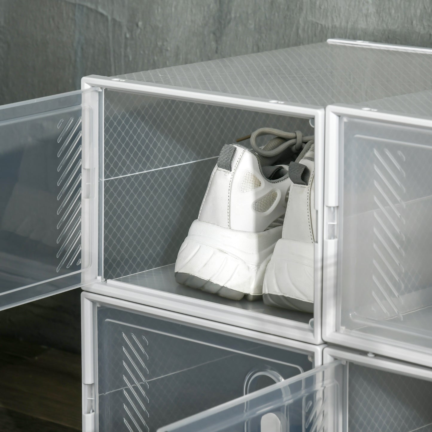 8PCS Stackable Clear Plastic Shoe Storage Box for UK/EU Size 8.5/43