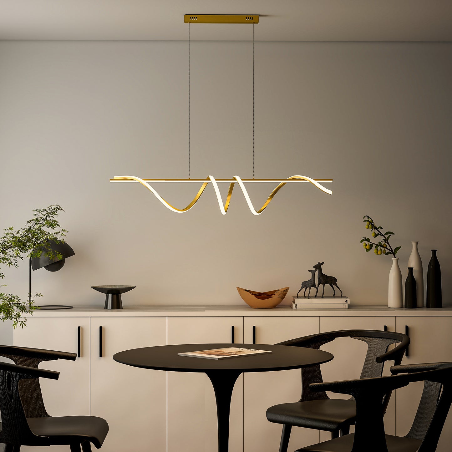 Pendant Light, Ceiling Light with 3 Colour Temperatures, Gold Tone