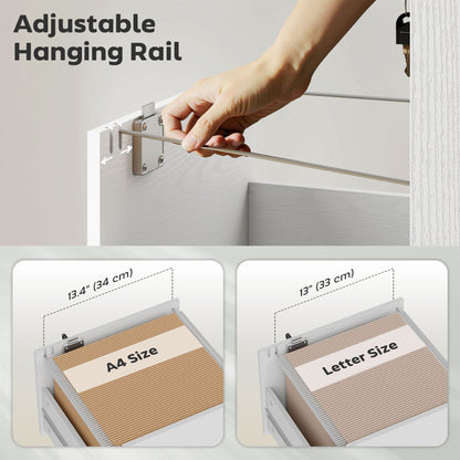 3 Drawer File Cabinet Rolling Filing Cabinet for A4 and Letter White