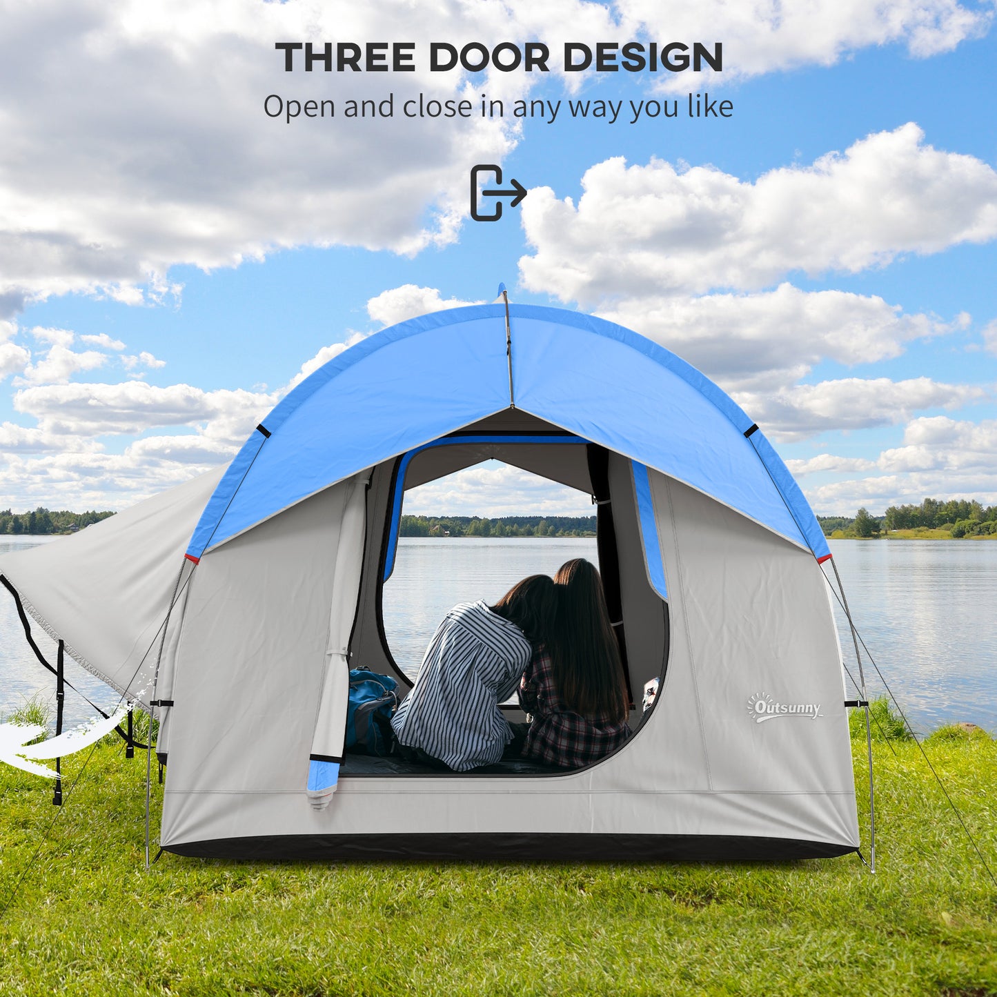 SUV Car Tent for Camping, Waterproof PU2000mm, 5 Man Tailgate Tent, for SUV Van Pickup, 2.4 x 2.1 m, Grey and Blue