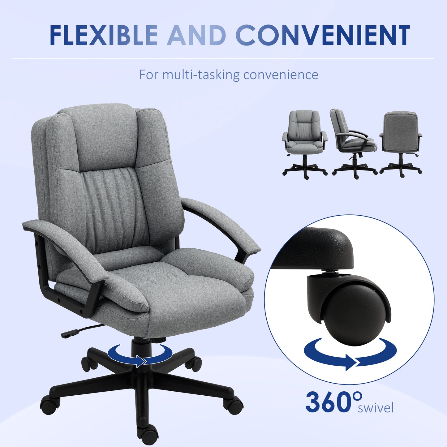 Swivel Executive Office Chair Mid Back Chair w/ Arm, Grey