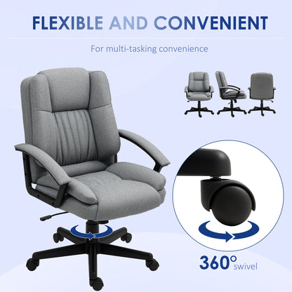 Swivel Executive Office Chair Mid Back Chair w/ Arm, Grey