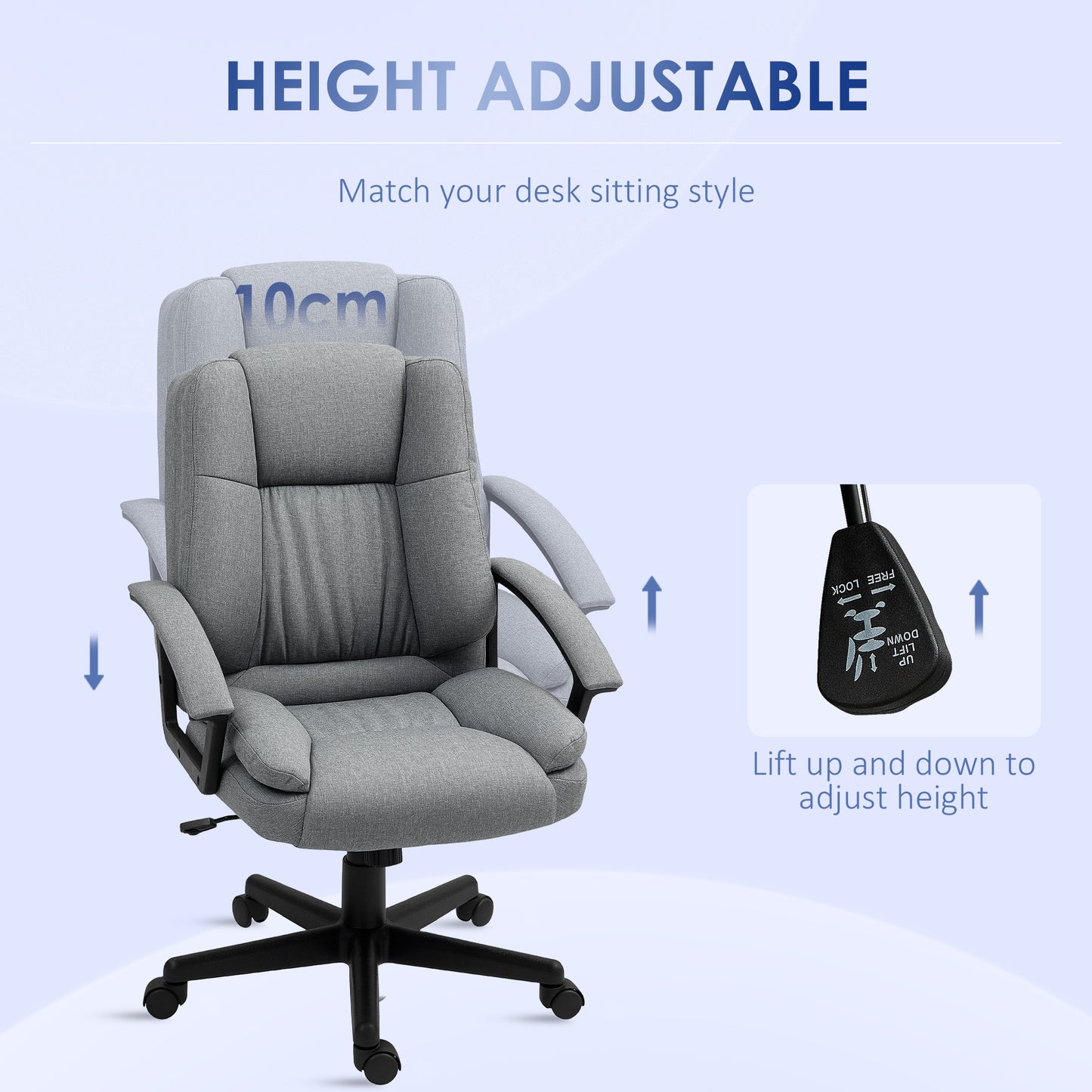 Swivel Executive Office Chair Mid Back Chair w/ Arm, Grey